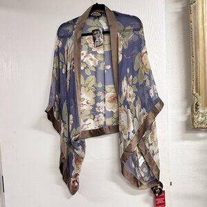 Bohemian Style Silk Shrug In Blue Size S/M